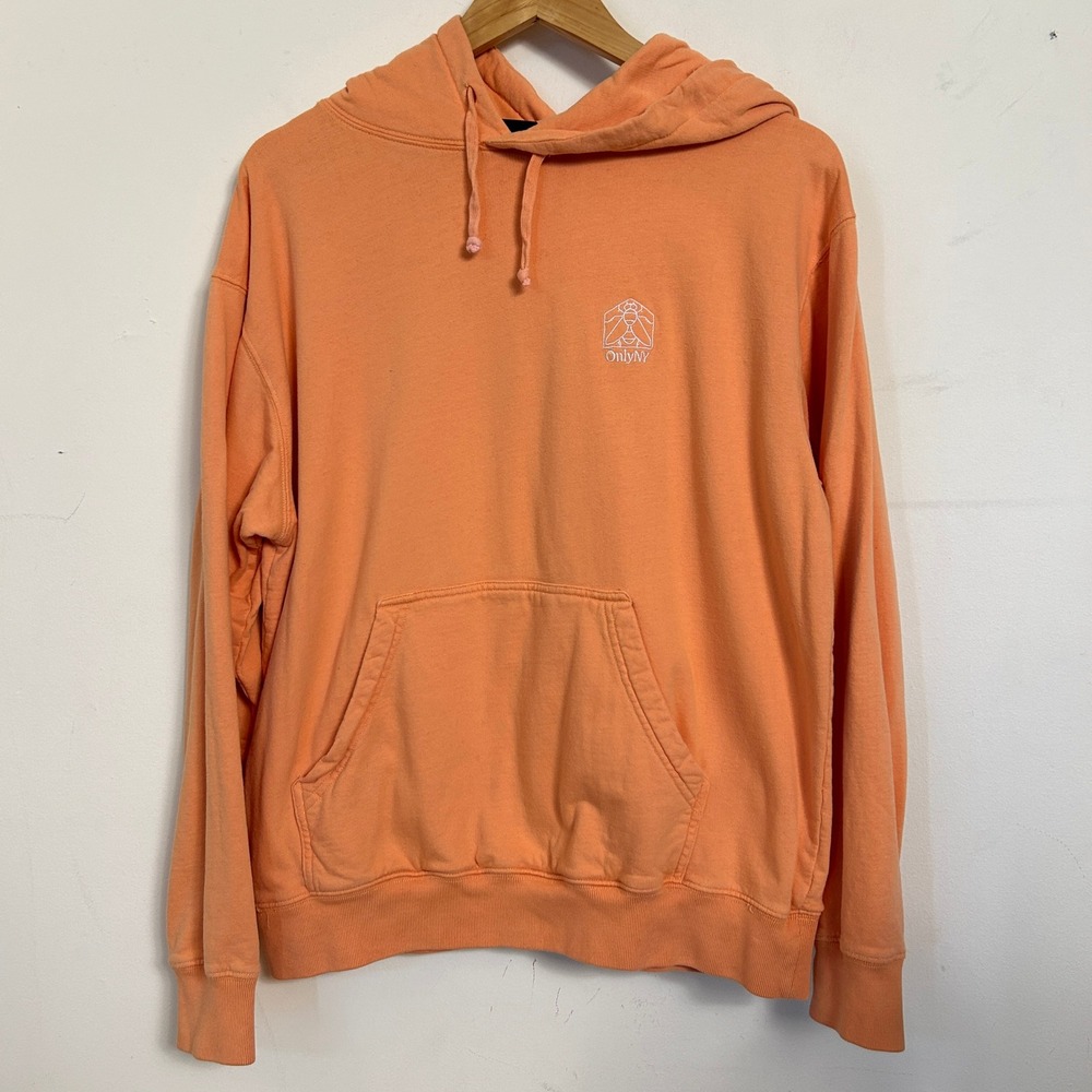 Only NY Hoodie Orange Embroidered Bee Graphic Sweatshirt Size S‎